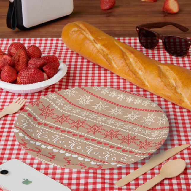Christmas Holiday pattern Paper Plate (Picnic)