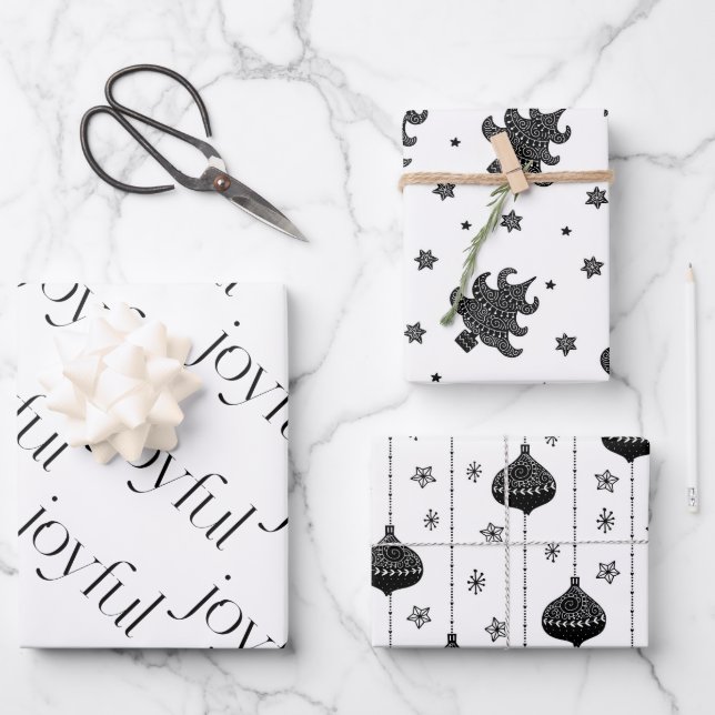 Christmas Holiday Pattern Scandinavian Style Wrapping Paper Sheet (Front)