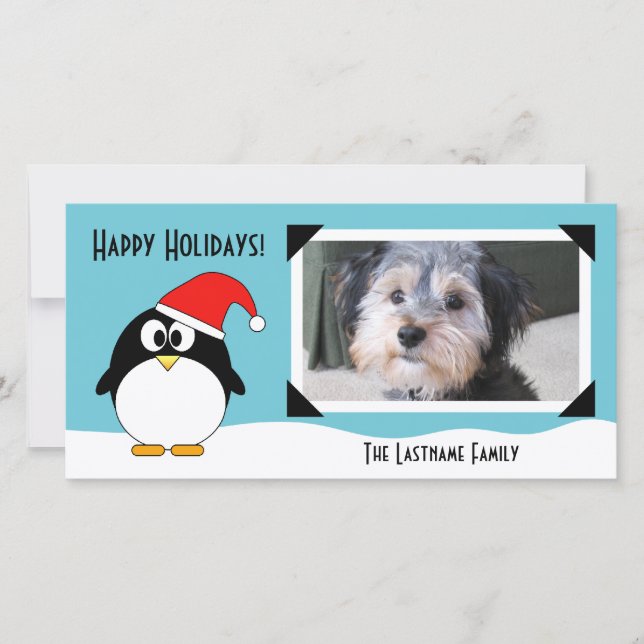 Christmas Holiday Penguin Photo Card (Front)