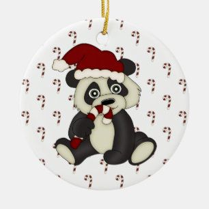 Christmas Holiday Peppermint Panda Bear ornament