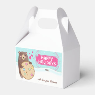 Christmas holiday personalised bear cookie treat favour box