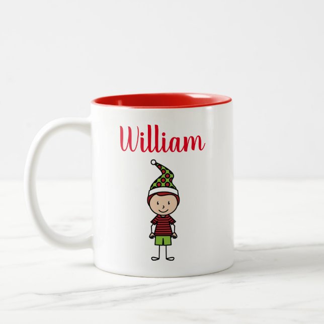 christmas holiday personalised custom name coffee  Two-Tone coffee mug (Left)
