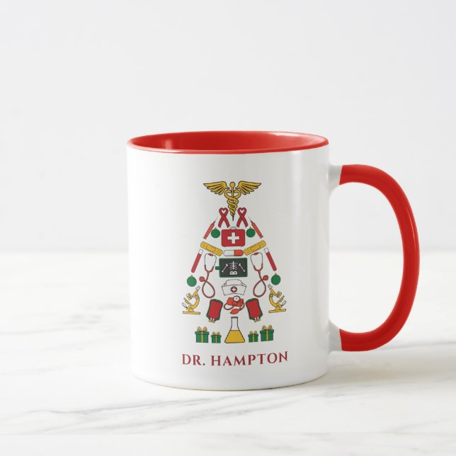 Christmas Holiday Personalised Medic Doctor Nurse Mug (Right)