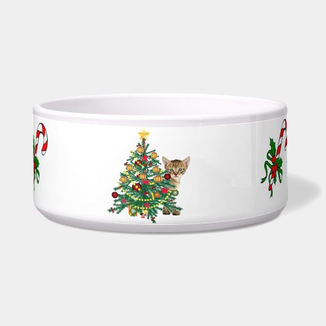 Christmas holiday pet bowl decorated cat food bowl (Front)