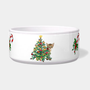 Christmas holiday pet bowl decorated cat food bowl