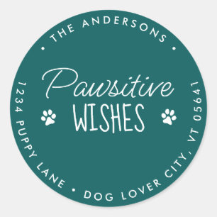 Christmas Holiday Pets Dog Lover Return Address Classic Round Sticker