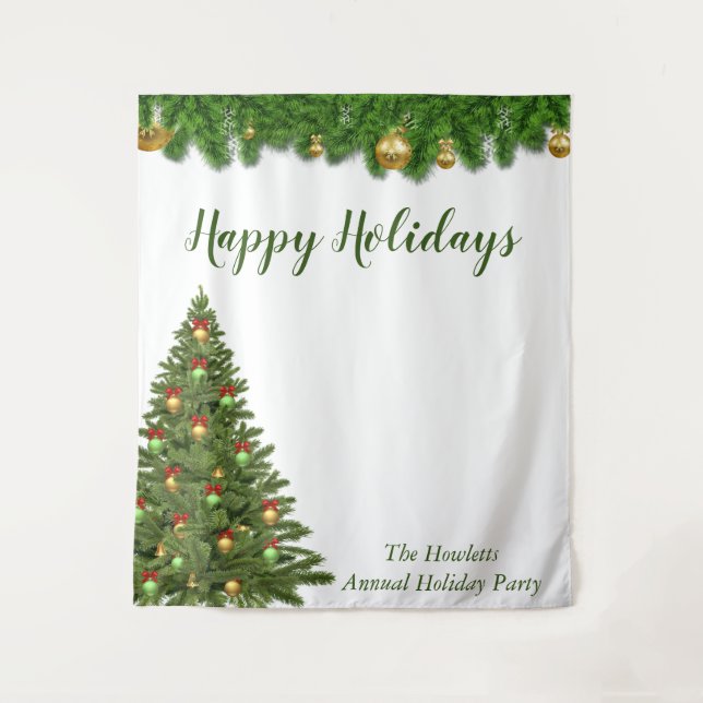Christmas Holiday Photo Backdrop Party Tapestry (Front)