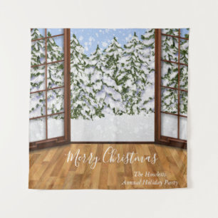 Christmas Holiday Photo Backdrop Winter Scene Tapestry