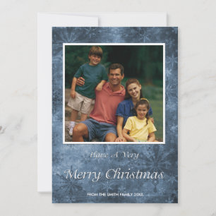 Christmas Holiday Photo Card Blue Snowflakes