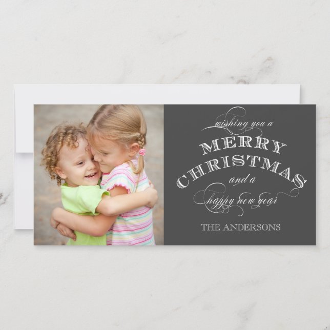 CHRISTMAS HOLIDAY PHOTO CARD | GRAY (Front)