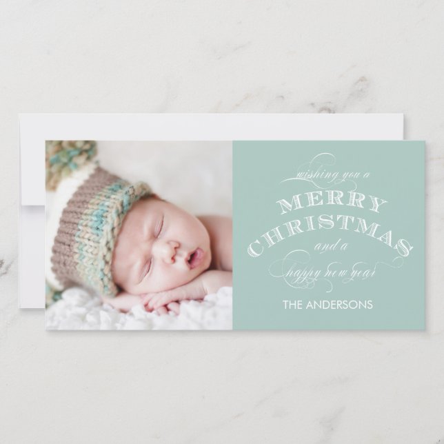 CHRISTMAS HOLIDAY PHOTO CARD GREEN (Front)