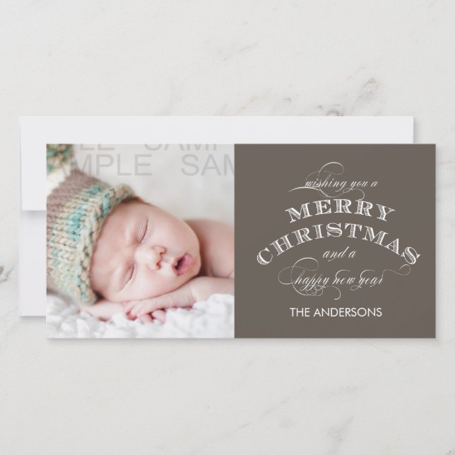 CHRISTMAS HOLIDAY PHOTO CARD TAUPE (Front)