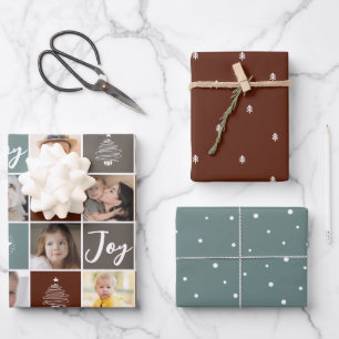 Christmas Holiday Photo Collage Snow Trees Modern Wrapping Paper Sheet