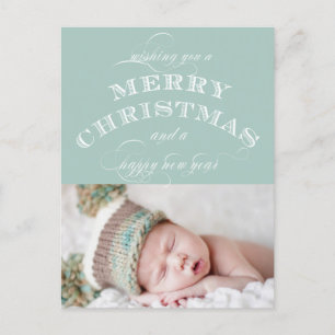 CHRISTMAS HOLIDAY PHOTO POSTCARD GREEN