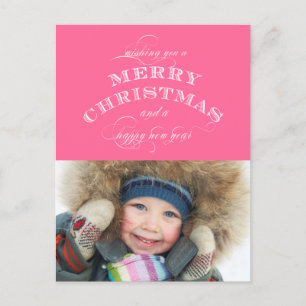 CHRISTMAS HOLIDAY PHOTO POSTCARD PINK