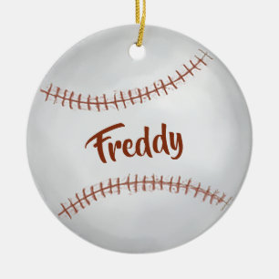 Christmas Holiday Photo Simple Baseball Sports  Ceramic Tree Decoration