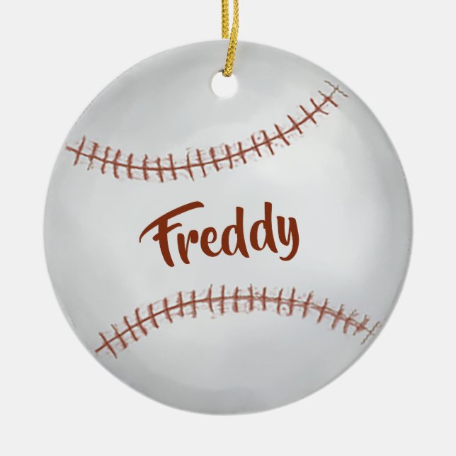 Christmas Holiday Photo Simple Baseball Sports  Ceramic Tree Decoration (Front)