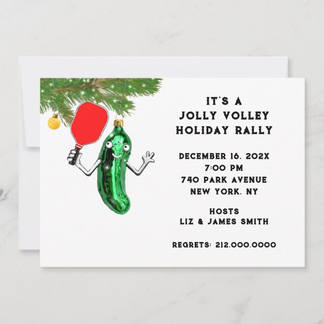 Christmas Holiday Pickleball Party Invitation (Front)