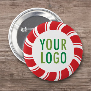 Christmas Holiday Pinback Button with Company Logo