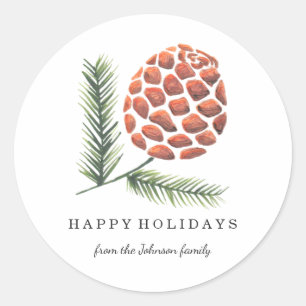 Christmas Holiday Pine Cone Tree Sticker