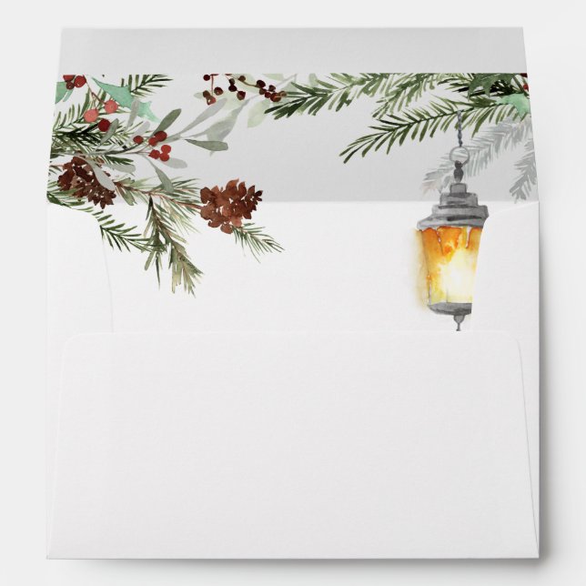Christmas holiday Pine Drop Party Wedding Envelope (Back (Bottom))