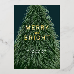 Christmas Holiday Pine Tree and Photo Foil Invitat