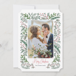 Christmas Holiday   Pine Tree Frame   Photo Card