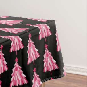 Christmas Holiday Pink Tree Tablecloth