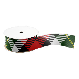 Christmas Holiday Plaid Red Green Black Festive Grosgrain Ribbon