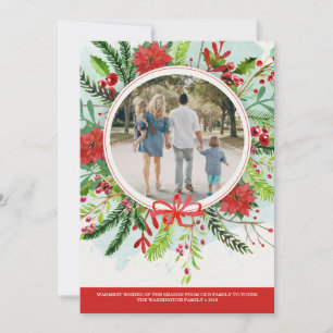 Christmas holiday poinsettia floral photo card