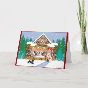 Christmas Holiday Poodle Gingerbread House Card