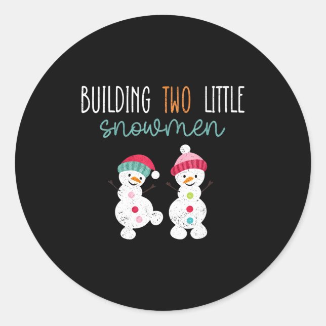 Christmas Holiday Pregnancy Announcement For Twin  Classic Round Sticker (Front)