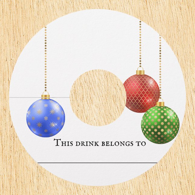 Christmas Holiday Pretty Ornaments Wine Glass Tag (Creator Uploaded)