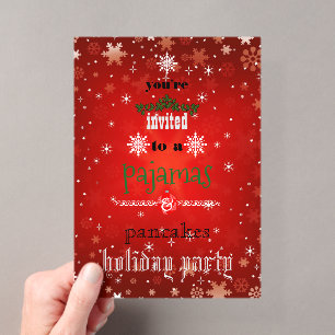 Christmas Holiday Pyjamas & Pancakes Family Party Acrylic Invitations