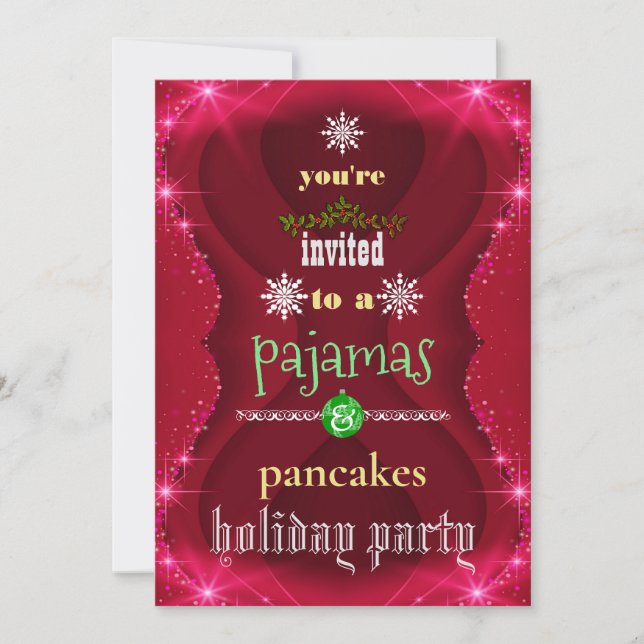 Christmas Holiday Pyjamas & Pancakes Family Party Invitation (Front)