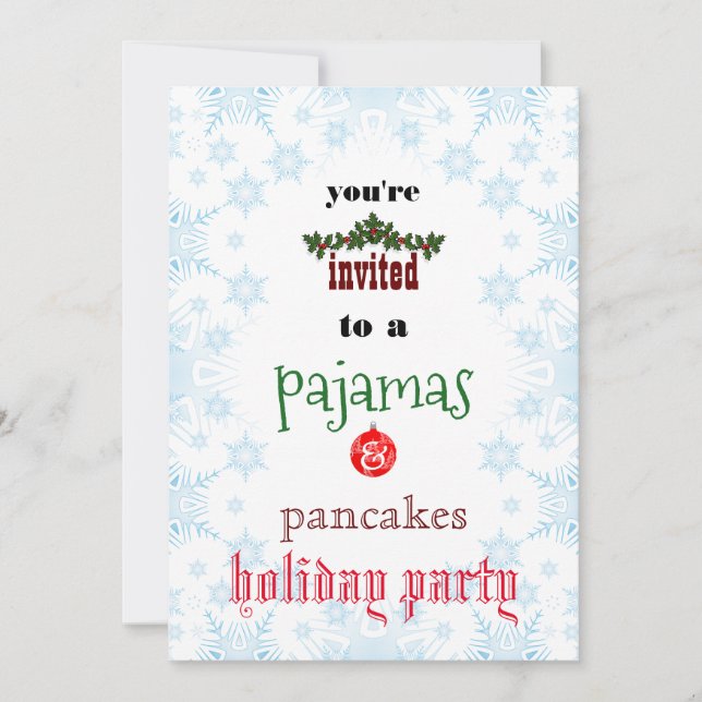 Christmas Holiday Pyjamas & Pancakes Family Party Invitation (Front)