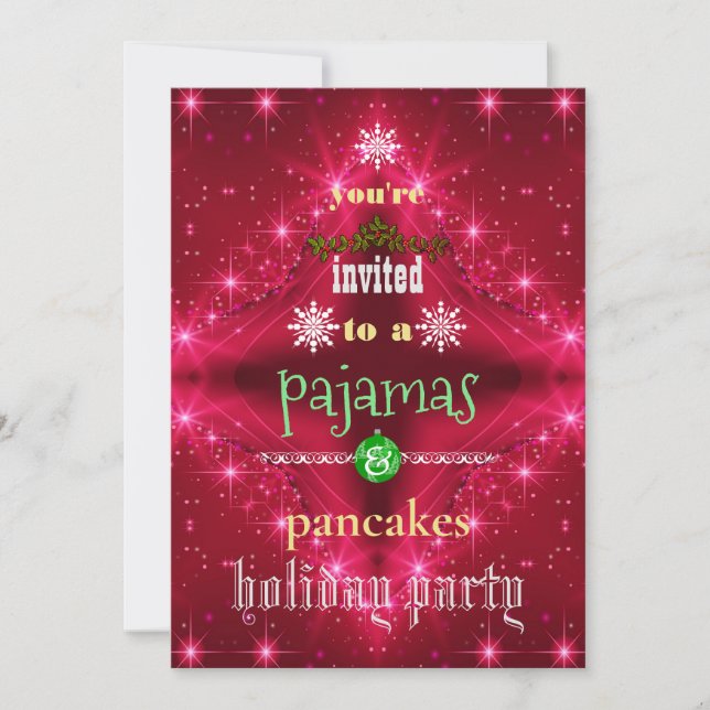 Christmas Holiday Pyjamas & Pancakes Family Party Invitation (Front)