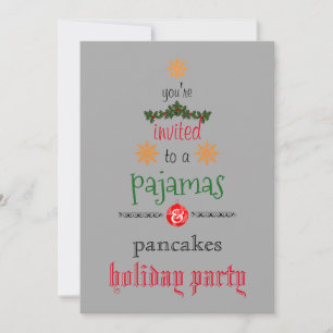 Christmas Holiday Pyjamas & Pancakes Family Party Invitation