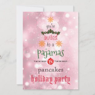 Christmas Holiday Pyjamas & Pancakes Family Party Invitation