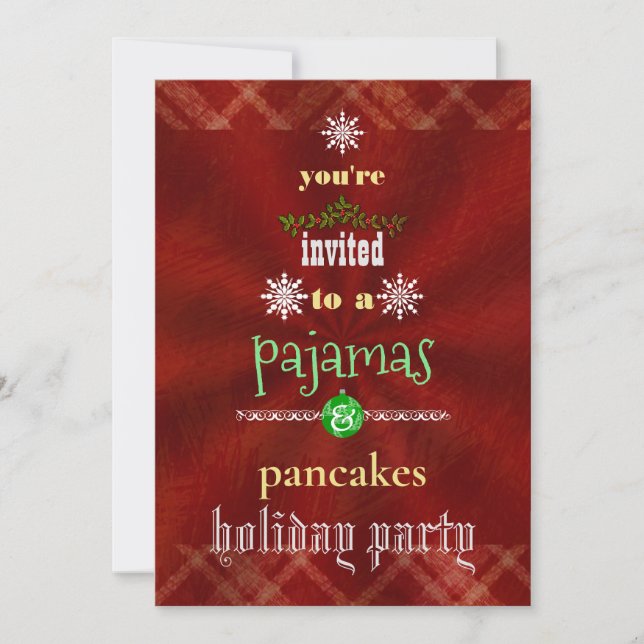 Christmas Holiday Pyjamas & Pancakes Family Party Invitation (Front)
