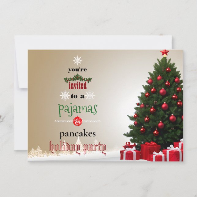 Christmas Holiday Pyjamas & Pancakes Family Party Invitation (Front)