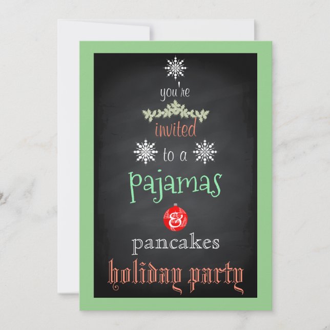 Christmas Holiday Pyjamas & Pancakes Family Party Invitation (Front)
