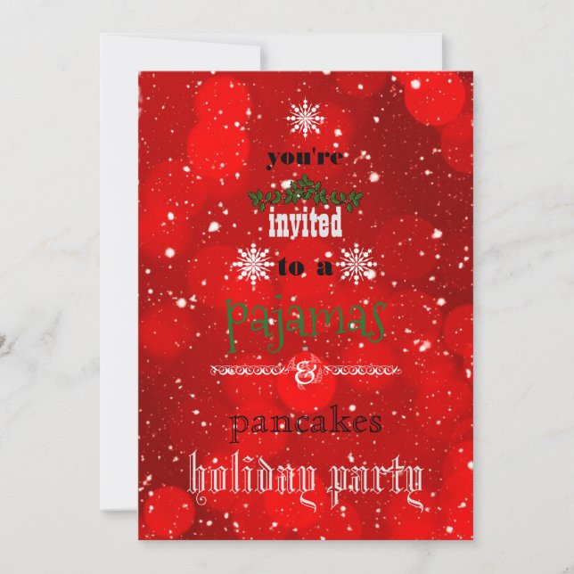 Christmas Holiday Pyjamas & Pancakes Family Party Invitation (Front)