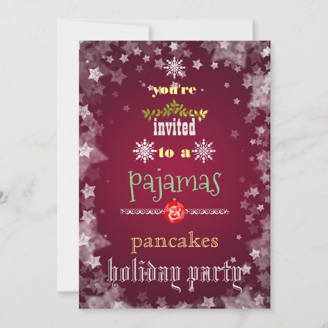 Christmas Holiday Pyjamas & Pancakes Family Party Invitation (Front)