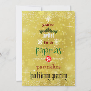 Christmas Holiday Pyjamas & Pancakes Family Party Invitation