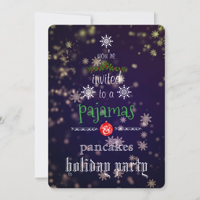 Christmas Holiday Pyjamas & Pancakes Family Party Invitation (Front)