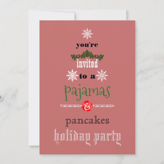 Christmas Holiday Pyjamas & Pancakes Family Party Invitation (Front)