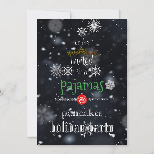 Christmas Holiday Pyjamas & Pancakes Family Party Invitation (Front)