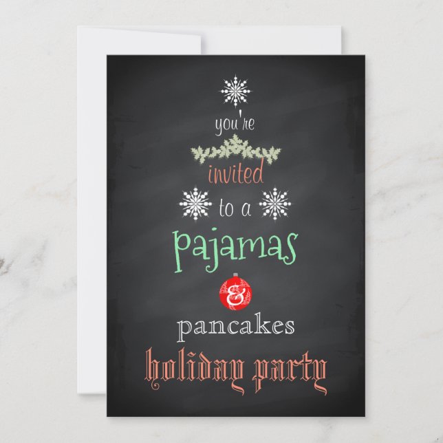 Christmas Holiday Pyjamas & Pancakes Family Party Invitation (Front)