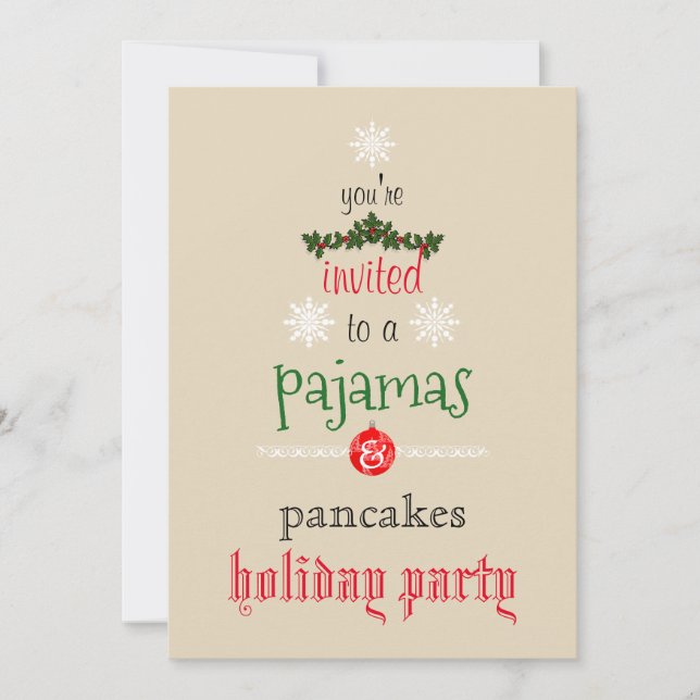 Christmas Holiday Pyjamas & Pancakes Family Party Invitation (Front)